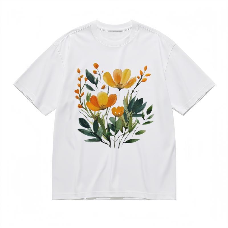 

Men s Comfortable Breathable Comfy Classic T-Shirt Yellow Floral Graphic Tee M