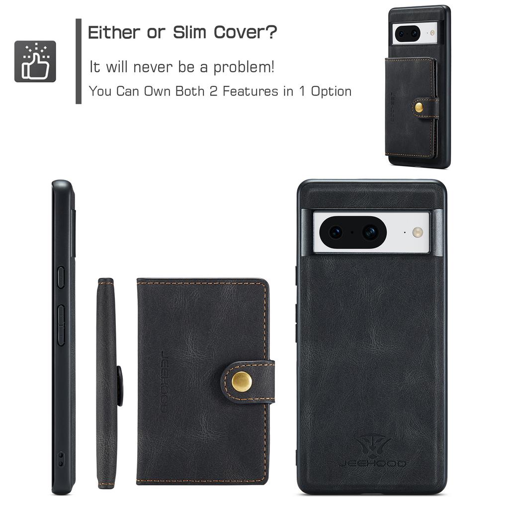 For Google Pixel 8 Case Vintage Leather Back Phone Cover 2-in-1 Detachable