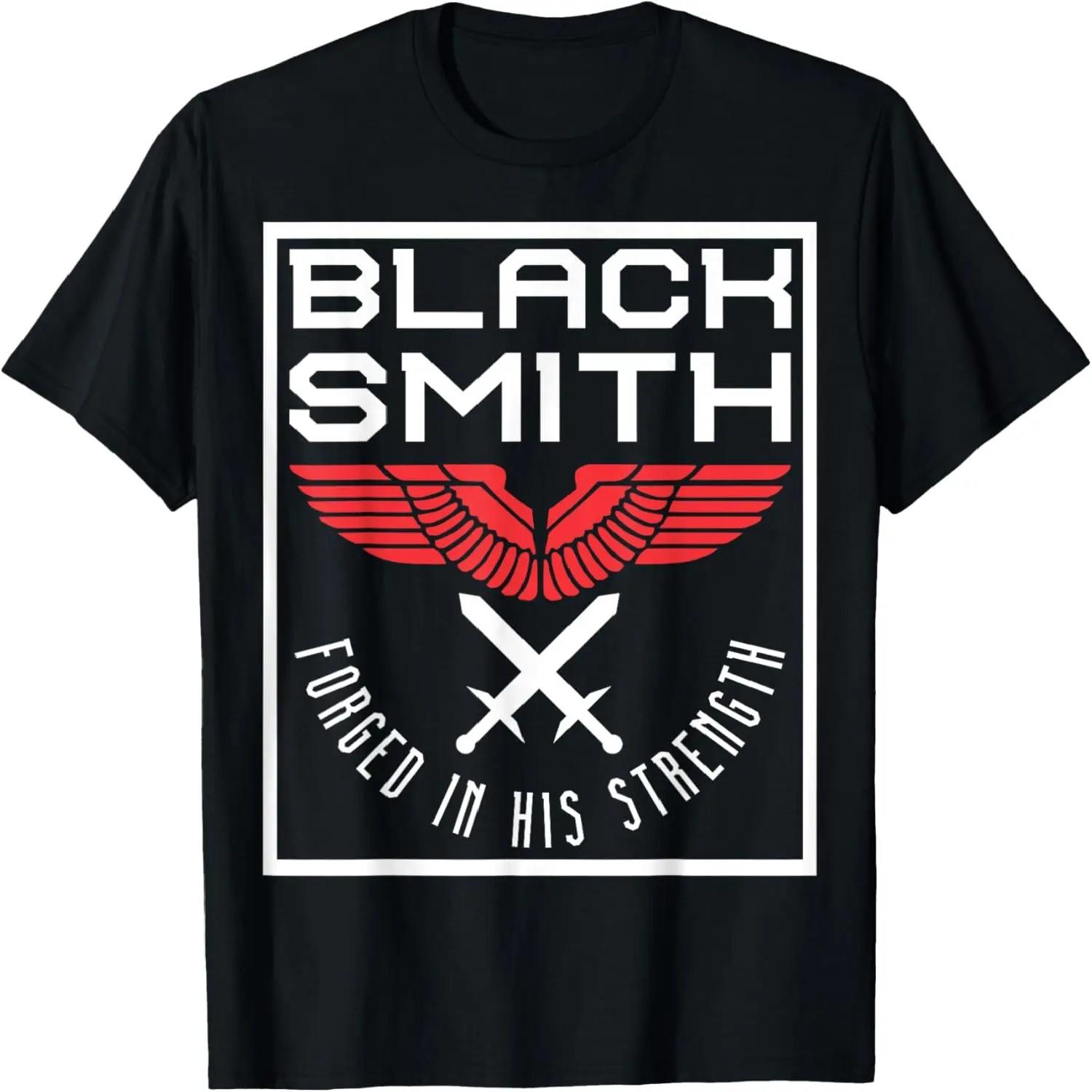 

Forged In His Strength Blacksmith Christian Bible Verse T-Shirt XXXXXL чорний