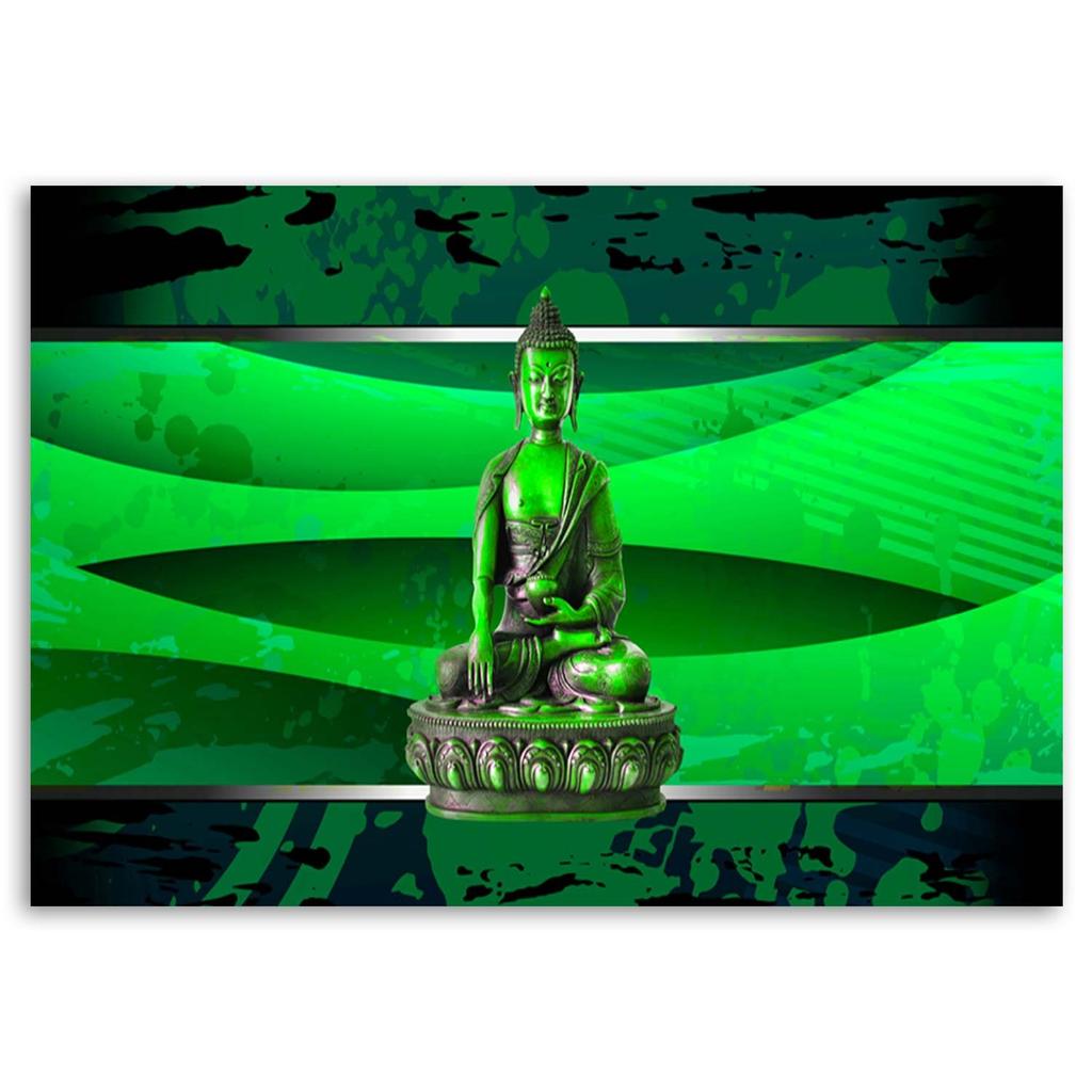 Canvas Print, Buddha On a Green Background