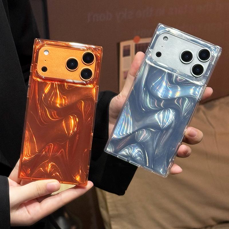 Rectangle Edge Design For For Iphone 17 Pro Max Case For For Iphone 16 1 14 13 Laser Water Wave Pattern Hard IMD Back Cover