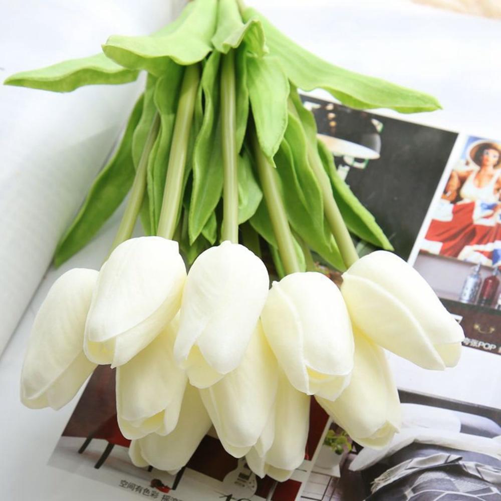 DIY 5pcs Bridal Bouquet Wedding Decoration Home Tulipanes Tulip Fake Flowers Artificial Plant