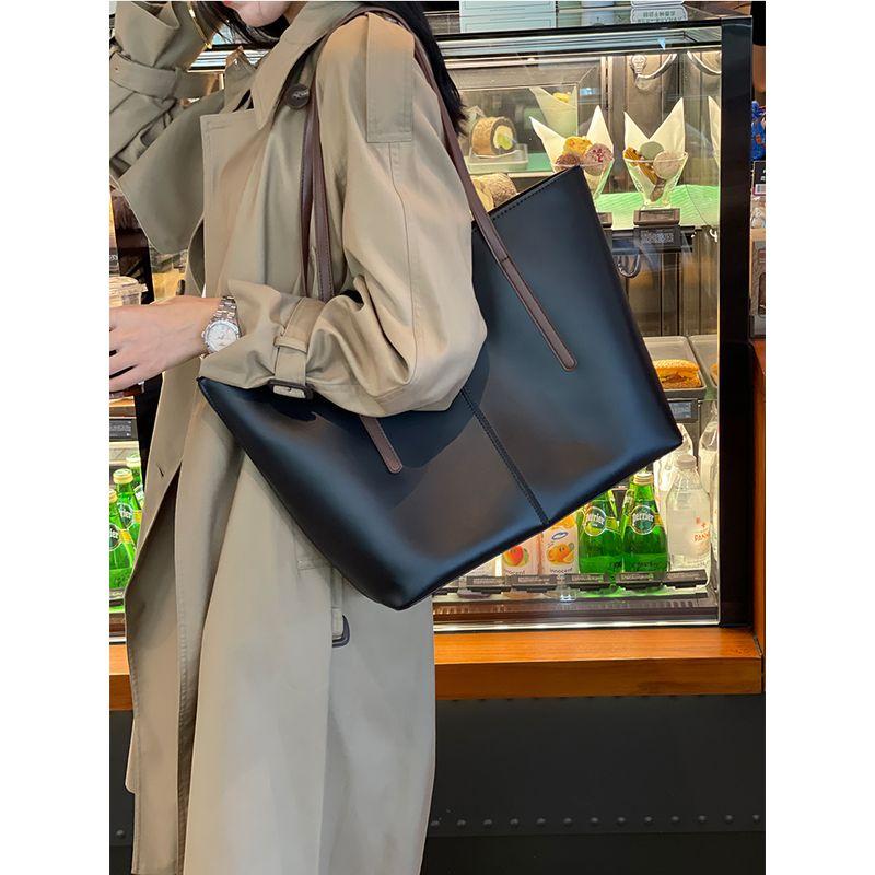 

Women s Bag Super Hot All-Match Genuine Leather Portable Tote Bag Black