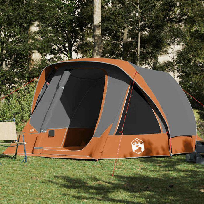 Tente de cabine familiale 6 personnes gris orange imperméable