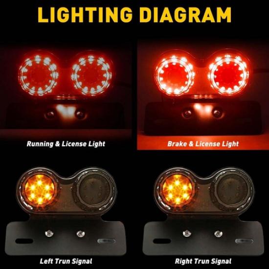 For Honda Rebel 250 300 500 LED Tail Brake Turn Signal Running Light Motorcycle