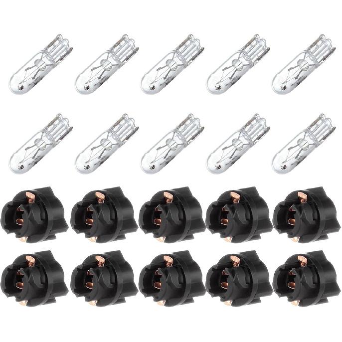 cciyu T5 17 86 206 White Halogen Light Bulb Instrument Cluster Gauge Dash Lamp 12V With Twist Lock Sockets ((Total of 20 Pcs))