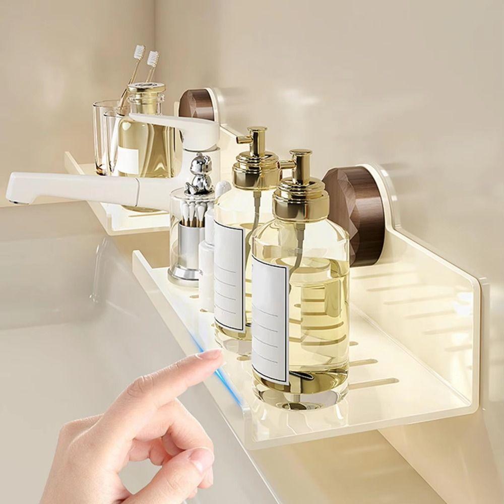 Wall Mounted Bathroom Sink Shelf Over Faucet Suction Cup U-Shaped Storage Rack  Vanity Storage