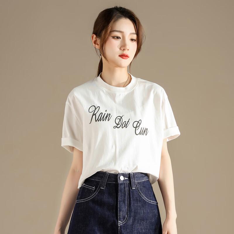 RAIN.CUN Women s Printed Cotton T-Shirt L