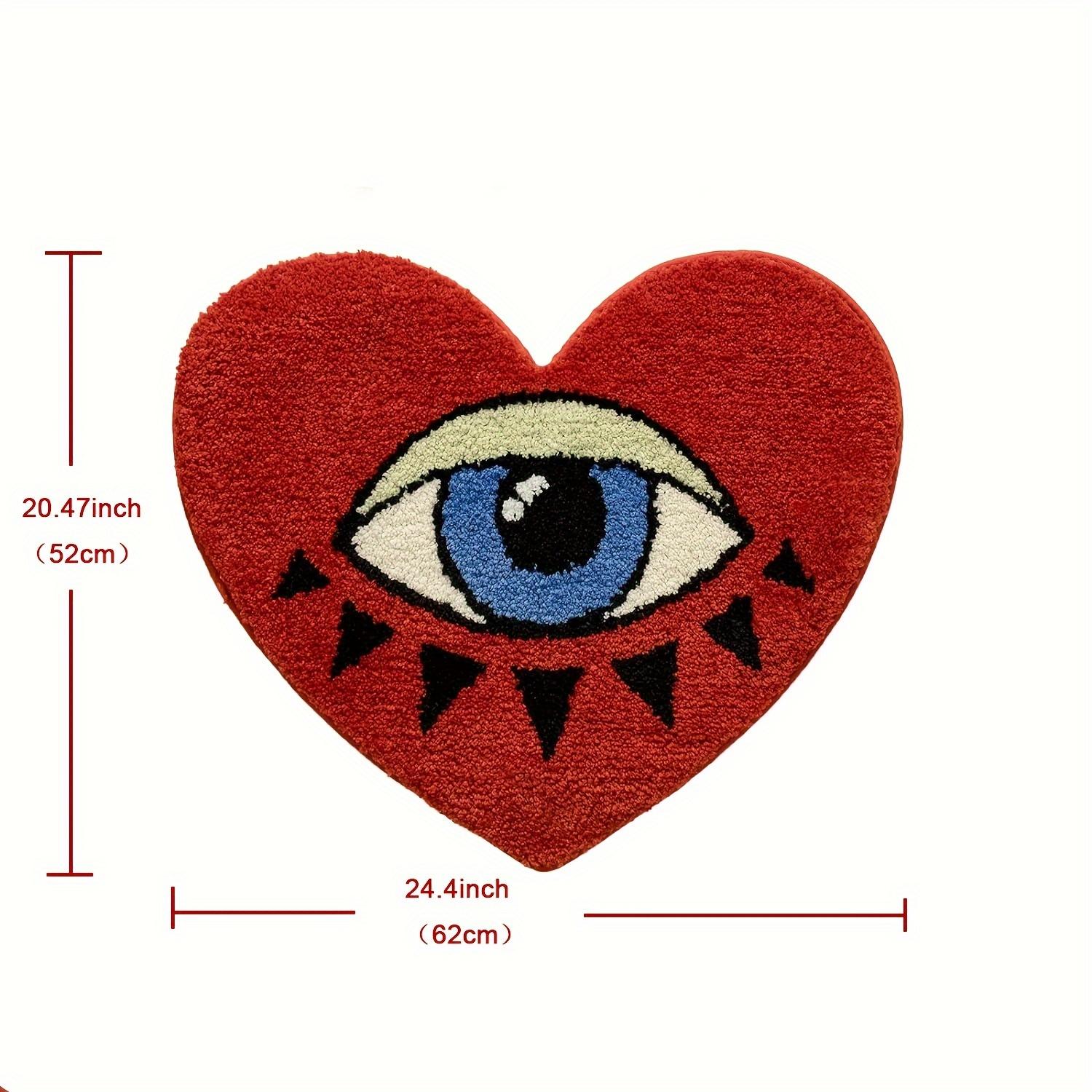 

VIKAMA Red Love One-Eyed Carpet Creative Living Room Carpet Rug For Bedroom Bedside Rugs Soft Doormat Absorbent Bathroom Mat 52X62CM
