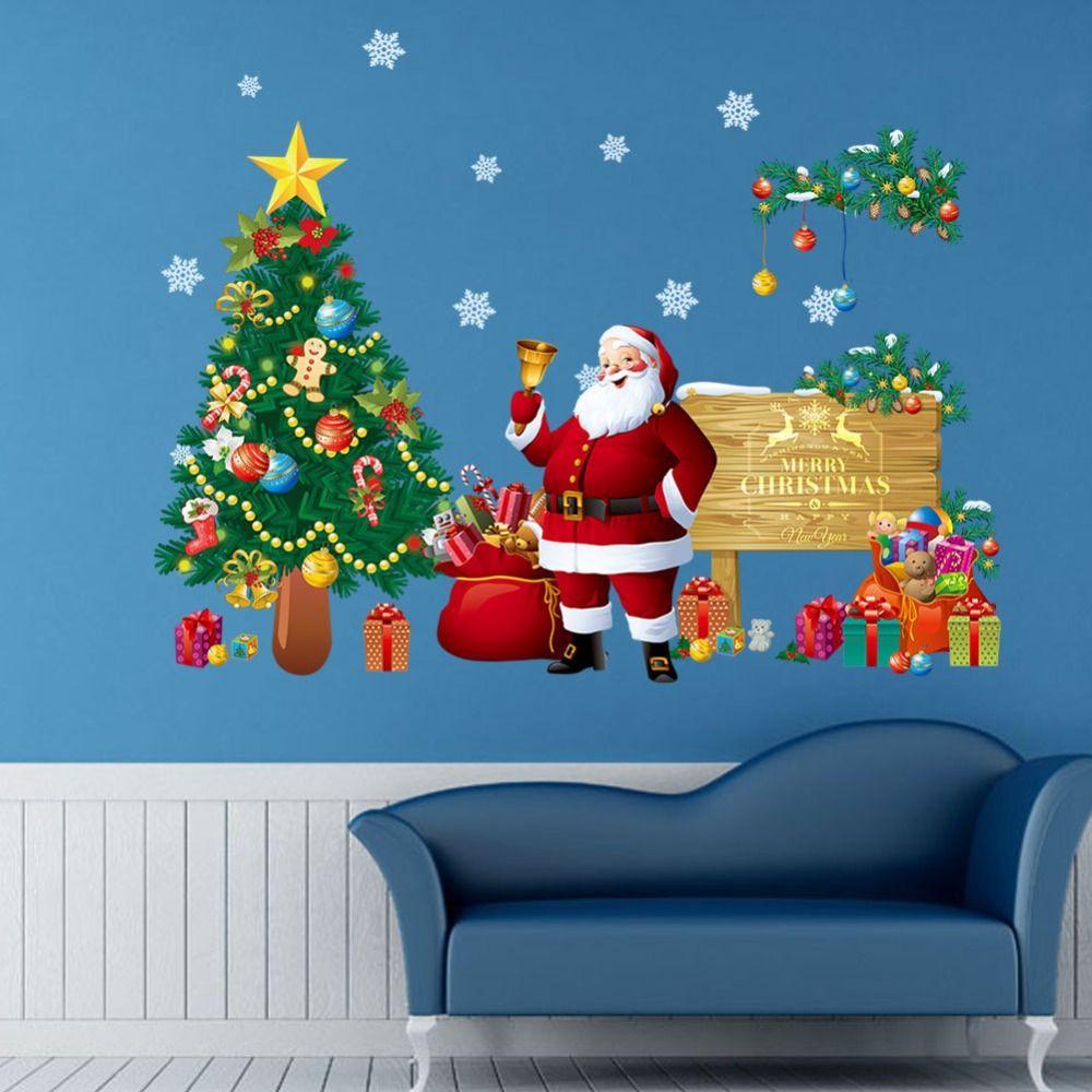 1/2Pcs/set PVC Xmas Tree Wall Stickers Removable Window Glass Decal Santa Claus Stickers  Home Decor