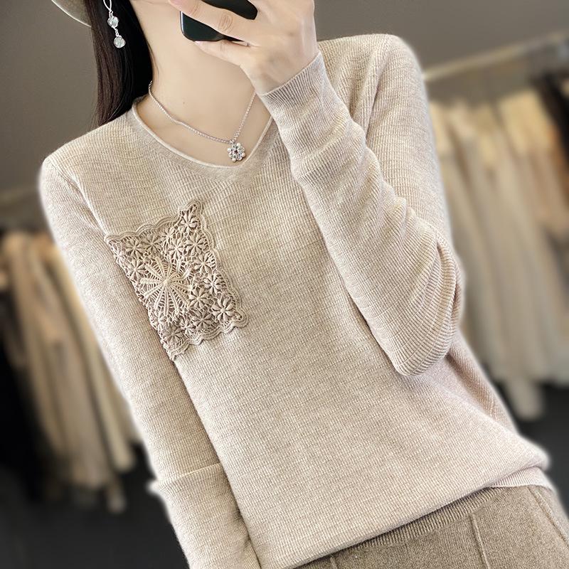 Damen V-Ausschnitt Strickpullover: Stilvolles, vielseitiges, figurschmeichelndes Langarmshirt für Herbst/Winter