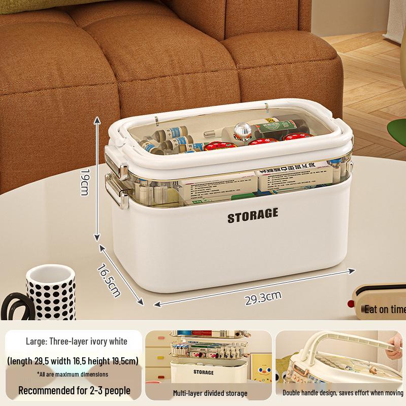 Large Capacity Multi-Layer Family Medicine Storage Box for First Aid and Medication Organization