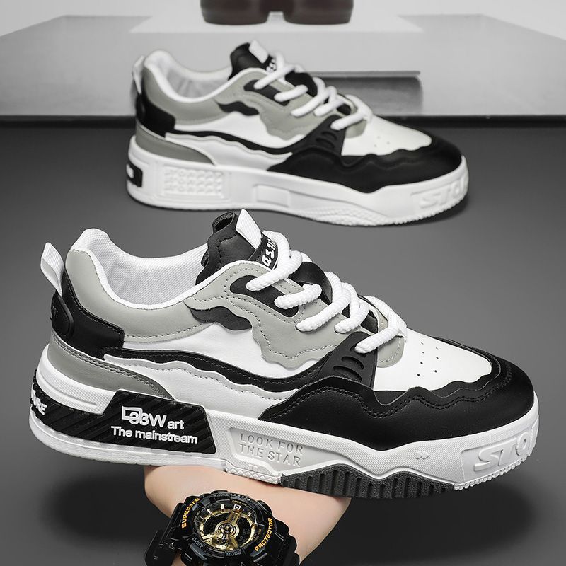 Internet Celebrity Men's Shoes for Spring New Versatile Thick-soled Casual Flat Shoes Non-slip Teenager Sports Trendy Shoes