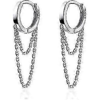 2025 925 Sterling Silver Tassel Chain Drop Dangle Small Hoop Earrings Huggie For Women Teen