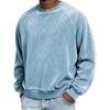 Men's Corduroy Ribbed Raglan Sleeve Round Neck Sweatshirt