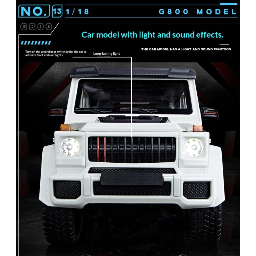 Large 1/18 Sacle Benz G800 Off Road SUV Alloy Metal Diecast Model Car Sound & Light Collectibles Ornaments Birthday Gift Friend