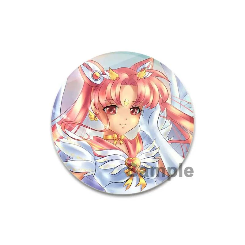 

32/44/58 мм аниме-броши «Сейлор Мун», милая мультяшная фигурка Цукино Усаги, Чибиуса, Ами Рей, Макото, значок, брошь, булавка на лацкан пиджака, джинсы, подарок 32mm