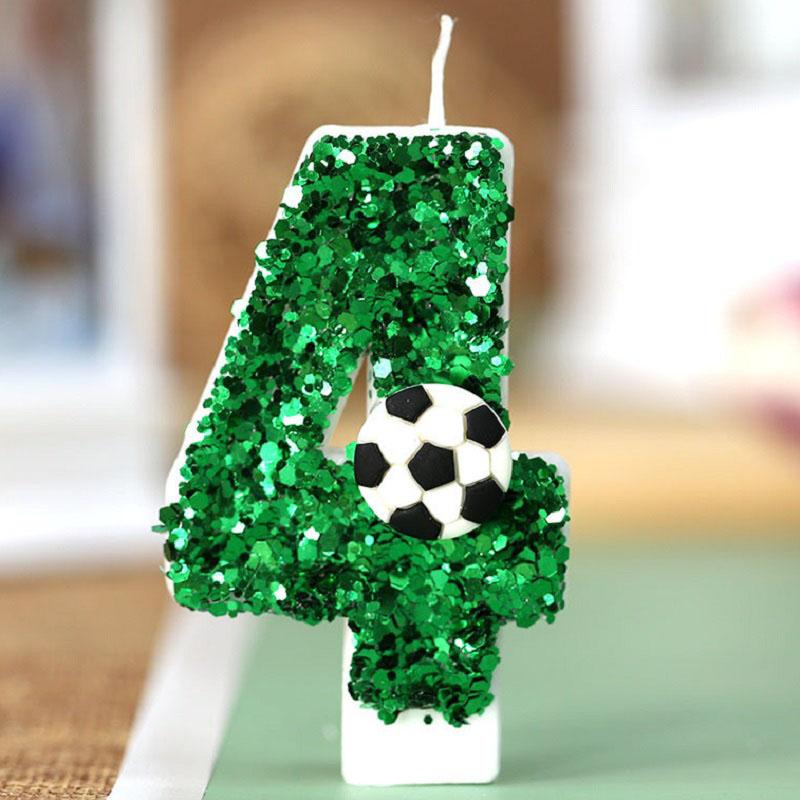 1PCS Number 0 1 2 3 4 5 6 7 8 9 Football Decoration Birthday Candle Boy Cake Things Candle Sparkles Children's Candles Surprises