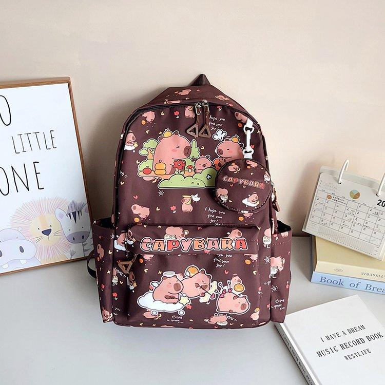 Schoolbag New Korean Version Student Schoolbag Junior High School High School Girls Large Capacity Burden Reduction Backpack Fashion Cartoon Casual