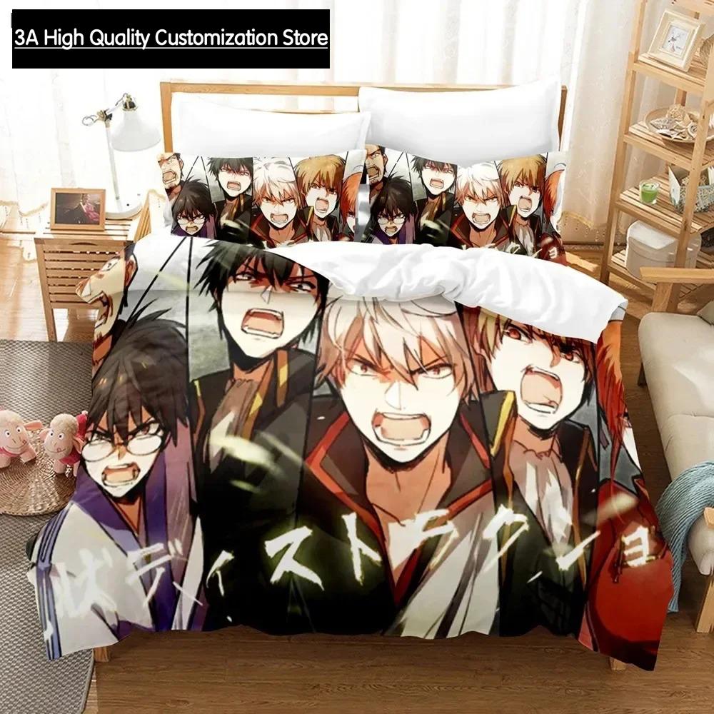 Gintama Bedding Set Duvet Cover Pillowcases For Adult Kids Single Double Full Queen King Boys Teens Sakata Gintoki Bed Linen