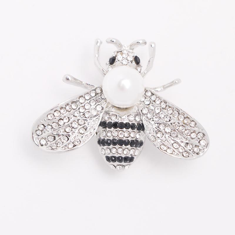 Pearl Bee Brooch Anti-light Diamond Insect Brooch Premium Niche Women's Pin with Accessories