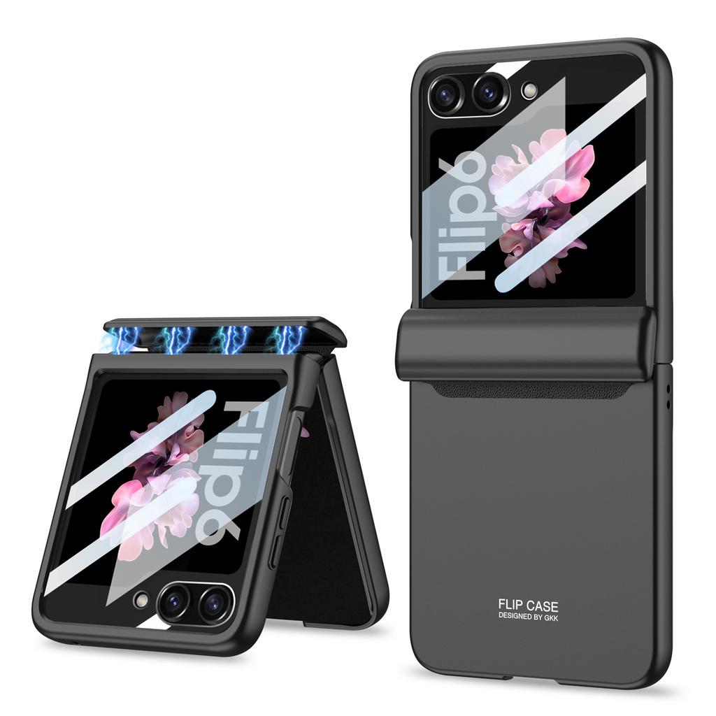 Samsung Folding Zflip6 Mobile Phone Case Anti Fall Magnetic Suction Folding Large Window Fashionable Matte All Inclusive Protective Case