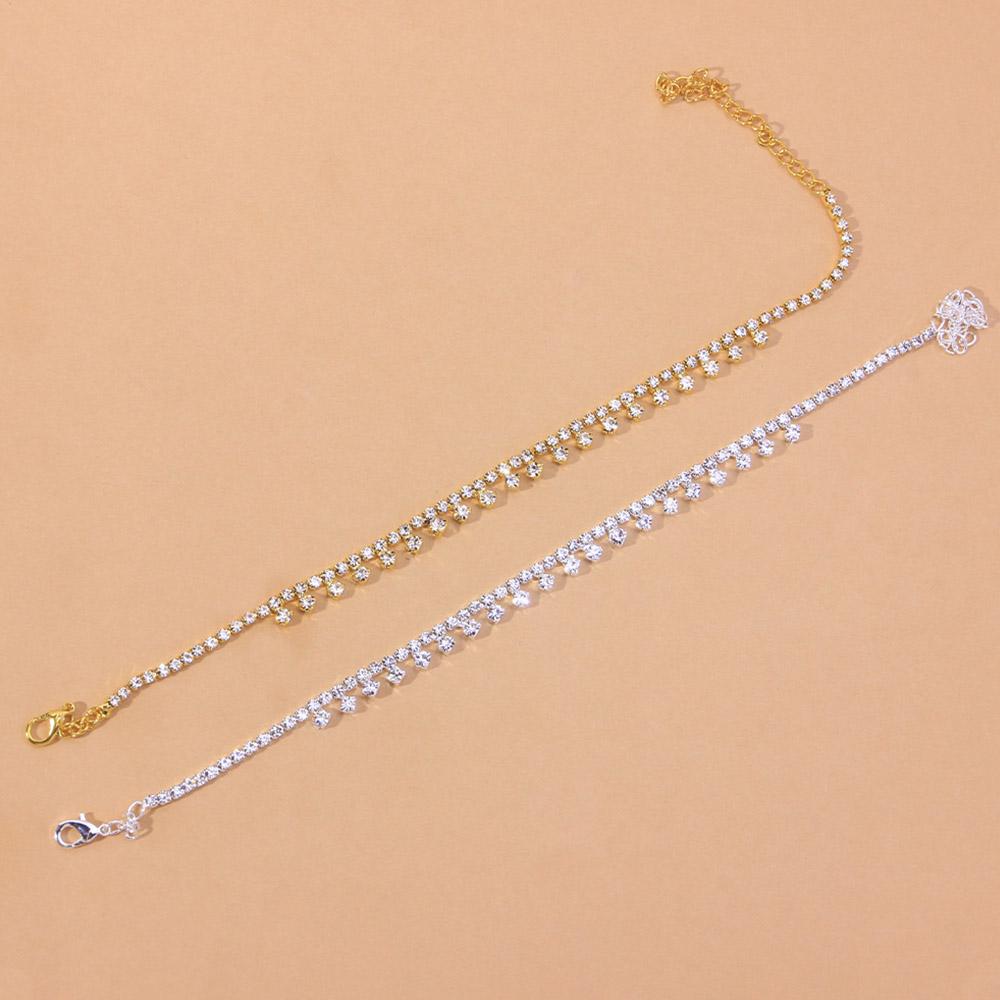 Fashion Water Drop Anklet Rhinestone Foot Chain for Women Sunmmer Beach Crystal Leg Ankle Bracelet Sandals Jewelry
