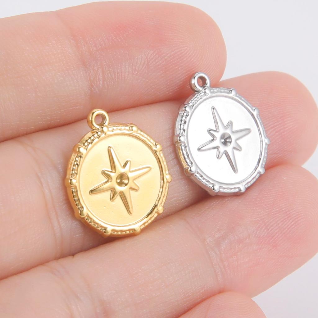 Teamer 5pcs North Star Sun Stainless Steel Charms for Jewelry Fashion Mini Pendant Charm DIY Jewelry Making Supplies wholesale