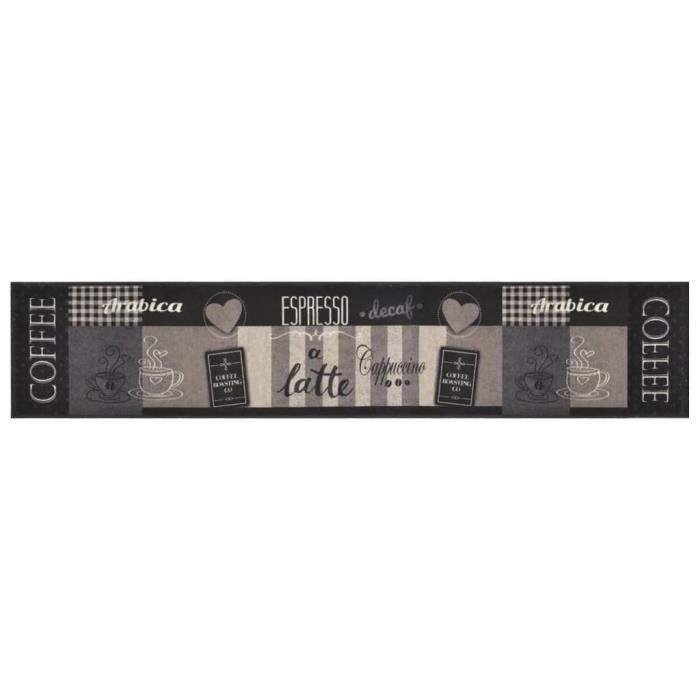 VidaXL Tapis de cuisine lavable impression café noir 60x300 cm velours 136557