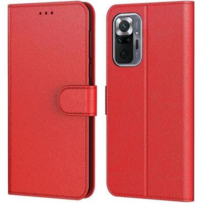 Protective Case - E.F.CONNECTION - Redmi Note 10 Pro 4G - Leather Effect - Wallet - Red