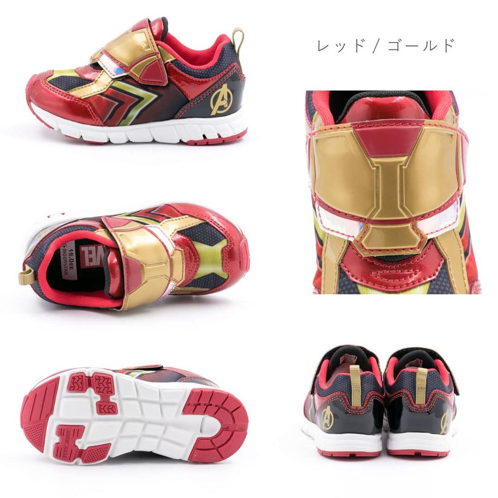 Marvel Magic Sneakers Boys Kids MVL013 cm 2E [Moonstar] Spider-Man 14~21cm Red/Gold 16.0