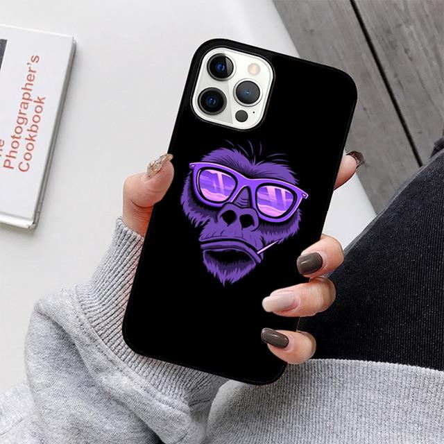 Funny Thinking Monkey With Headphone Phone Case For iPhone 17 Air 16 15 14 13 12 11 Pro Max Plus Max Cover coque