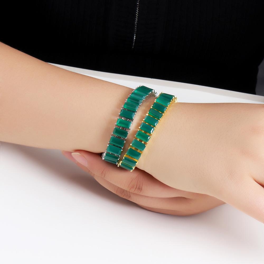 2023 nowa szeroka bransoletka naturalny zielony agat kamień szlachetny 925 sterling silver delikatna biżuteria dla kobiet mama cenny prezent