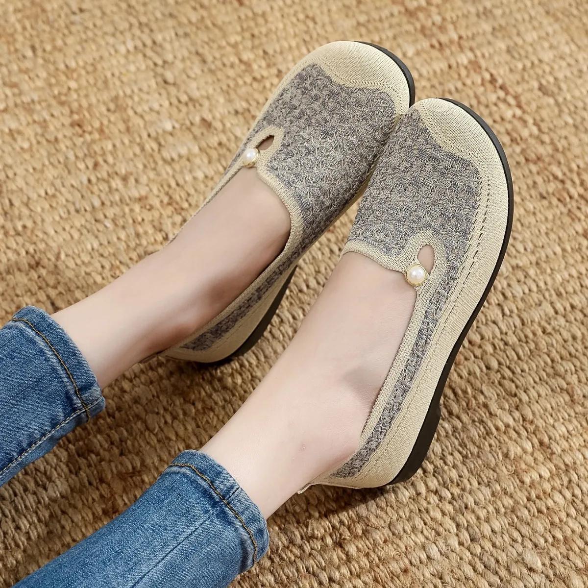 женская обувь женская милая с круглым носком розовая сетчатая дышащая весенняя без шнуровки плоская лоферы леди повседневная зеленая комфортная обувь ga352 35 2200₽