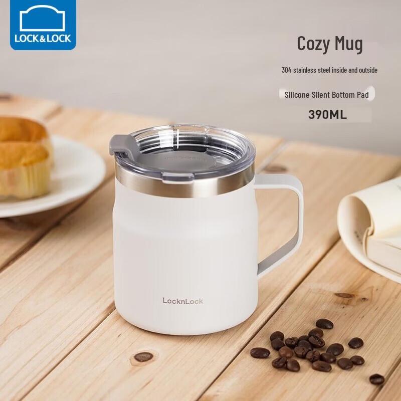 LocknLock LHC4218 Insulated Coffee Mug, 390ml White