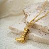 Neck Jewelry Collarbone Chain Zircon Vintage Golden Necklace Hiphop Cowboy Boots Necklace  Women