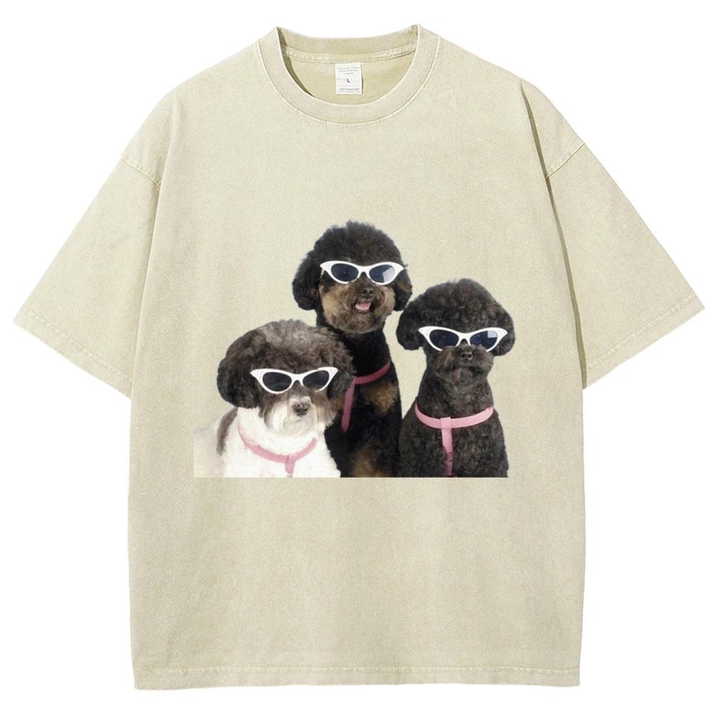 

Крутые футболки с плюшевым мишкой для собак, унисекс, выстиранные футболки, мужские, женские, модные, повседневные, с коротким рукавом, хлопковые, оверсайз 3XL