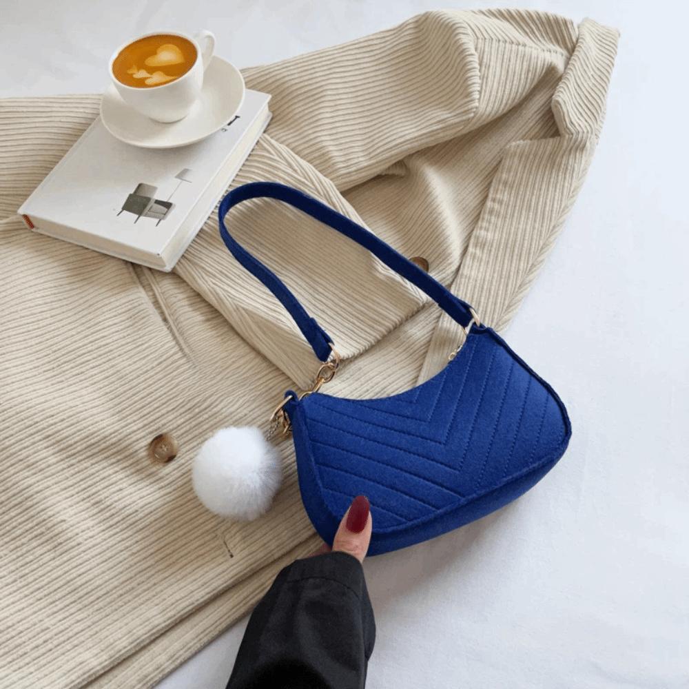 Trendy Mini Shoulder Bag Fashion Design Handbag New Felt Underarm Bag Work