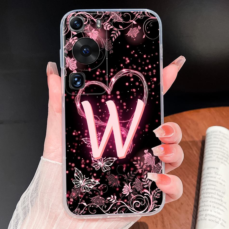 Phone Case For Huawei P60 P50 Pro P50E Lovely Letters Lightweight Soft TPU Transparent Silicone Shell For Huawei P 60 P 50 Cover