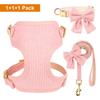 Cute Bowknot Dog Collar Harness Leash Set Dog Collar Leash WIth Bowtie Soft Harness Vest For Small Medium Dogs Outdoor Walking