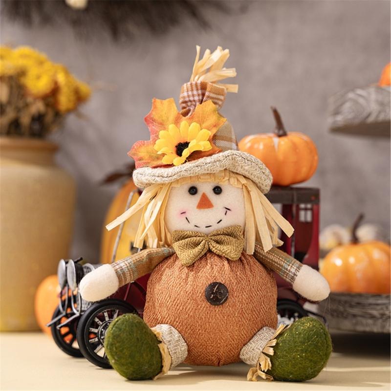 Handmade Scarecrows Sphere Hanging Decors Comfortable Straw Scarecrows Hanging Sphere for Seasonal Home Embellishment