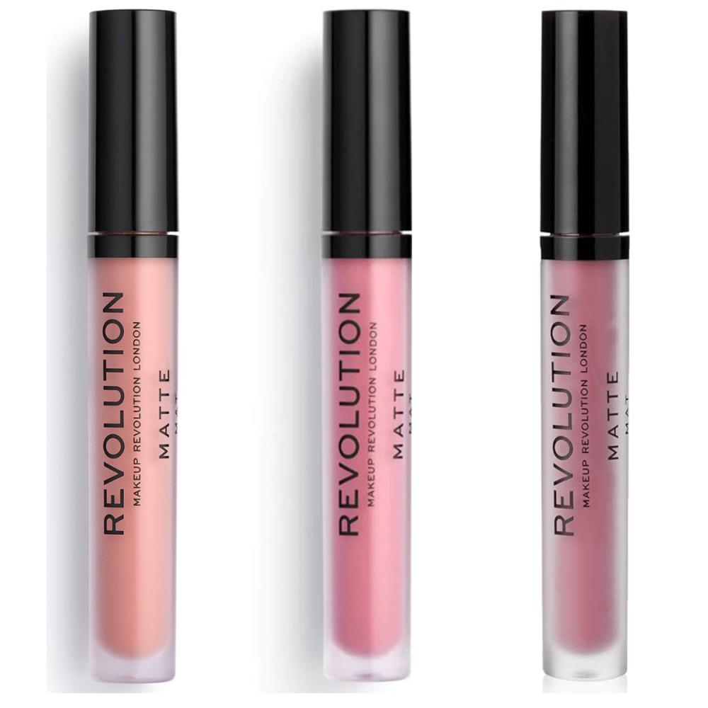 Makeup Revolution - Lot de 3 Gloss à Lèvres Matte - 106 Glorified/ 116 Dollhouse/ 117 Bouquet - 3 pièce