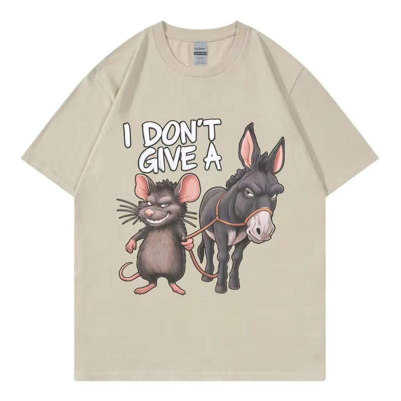 I Don't Give A Rats Ass Sarcasm Funny T-shirt High Street Trend Fashion Short Sleeve T Shirt Unisex Casual Loose Cotton T-shirts