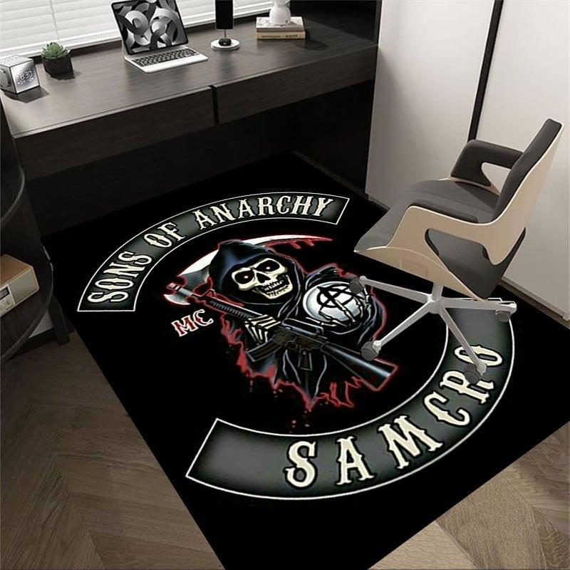 

1pc Sons of Anarchy themed Office Carpet Chair Mats - durable polyester rug for home theater, office, dorm room decor - tA62 60cm by 90cm