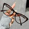 European and American Retro Cat Glasses Frame Female Trend Street Shot Fashionable Frame Brown Office OL Style Exquisite Plain Mirror