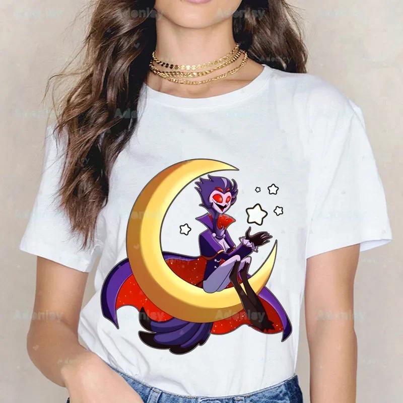 Cartoons Helluva Boss T-shirts Women Summer Graphic Tees Funny Shirts For Woman Tshirts Crew Neck Harajuku Tops