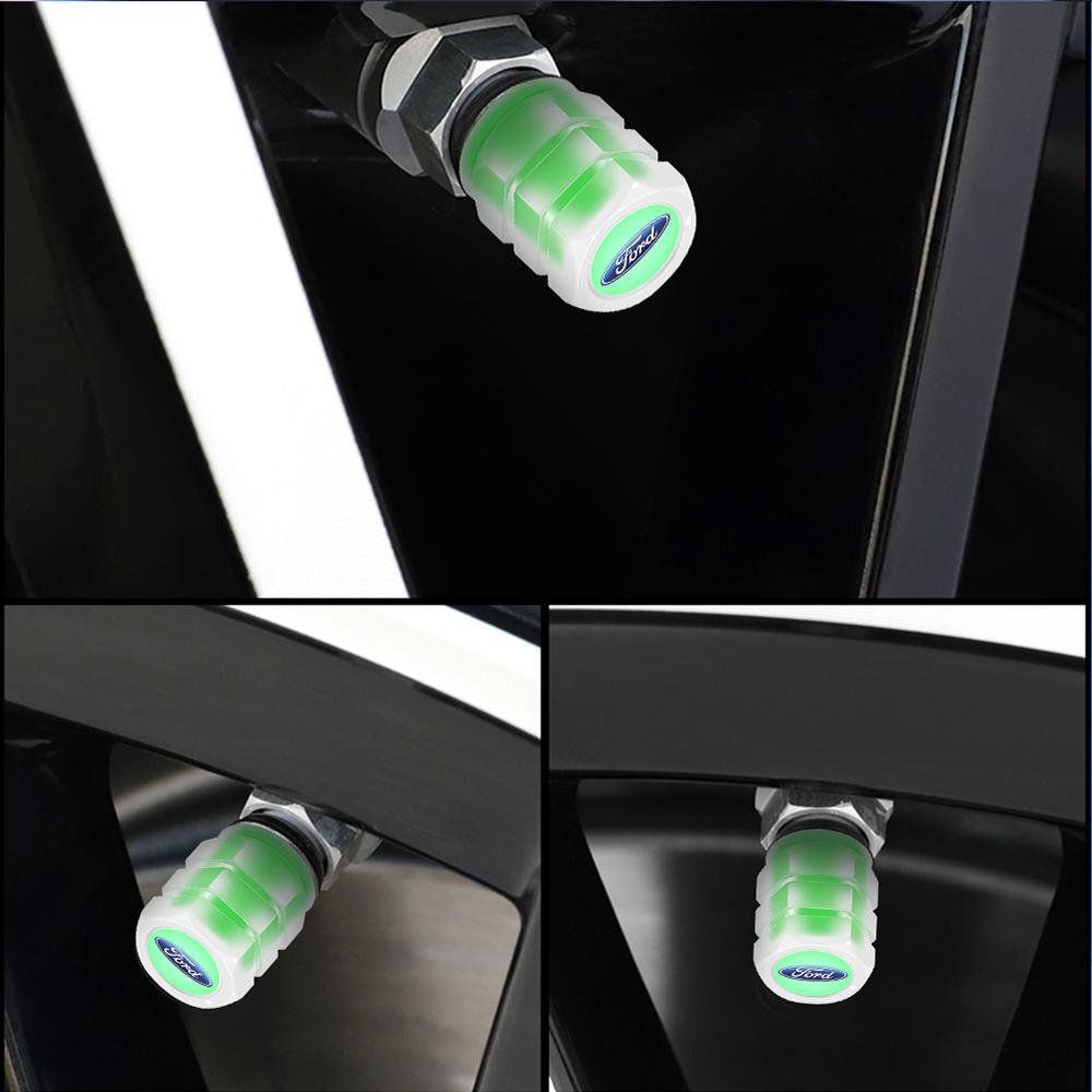 4Pcs Luminous Car Tyre Hub Caps Wheel Tire Valve Cover For Mustang Ford 2 3 4 5 MK 2 6 7 Ranger Fiesta Kuga Mondeo Fusion Taurus djzh66