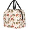 Aesthetic Mushroom Print Lunch Box Kawaii Small Insulation Lunch Bag Reusable Food Bag Lunch Containers Bags for Women Men