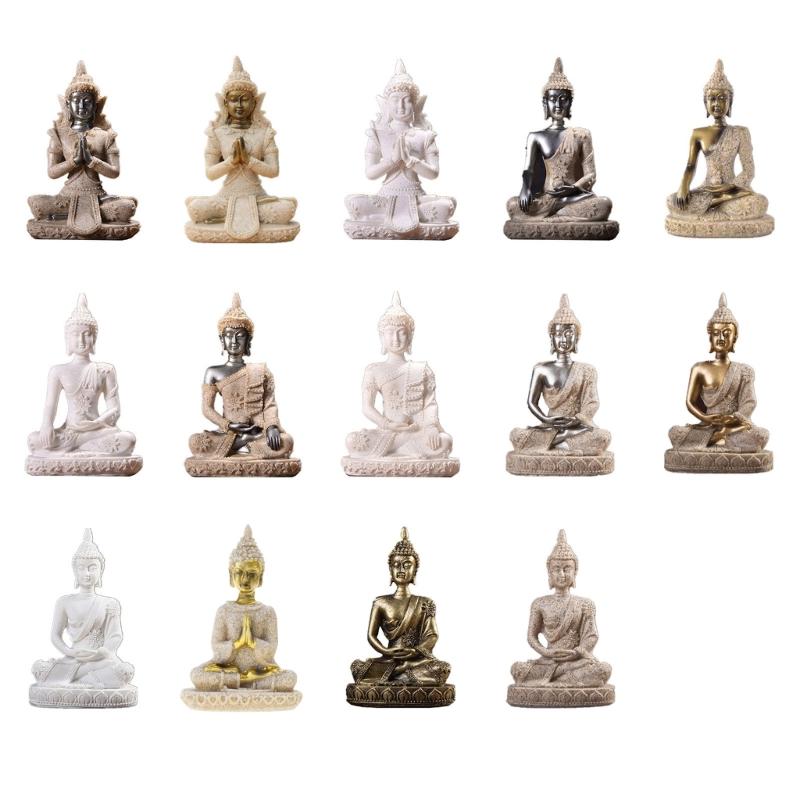 Resin Buddhist Statue Figurine Meditating Statue Sculpture Statue Home Decors Indoor Display Buddhist Statue