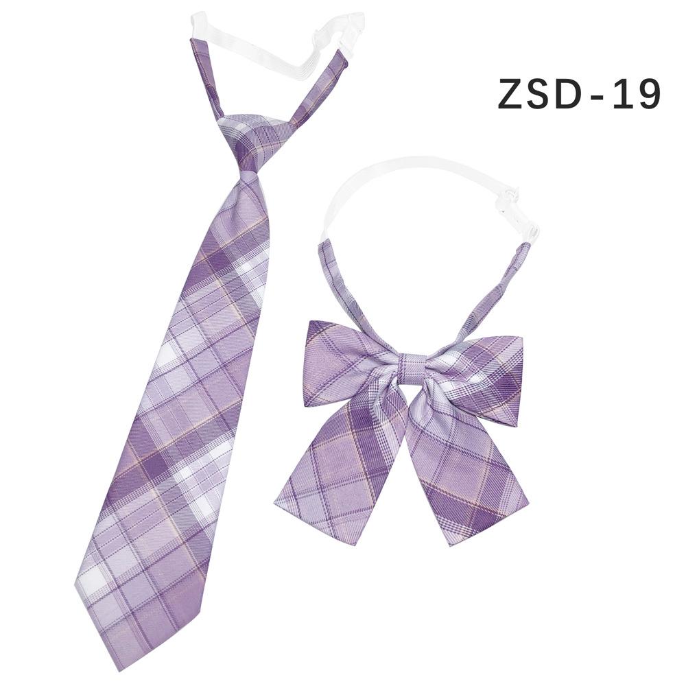 Unisex JK Collar Plaid Bowknot Flower Set - Polyester Cotton Student Uniform Accessory